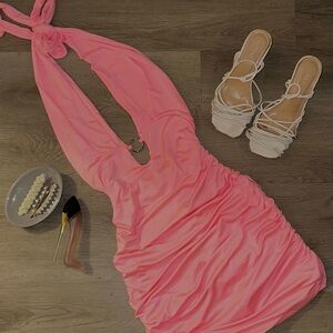 Pink Halter Mini Dress
